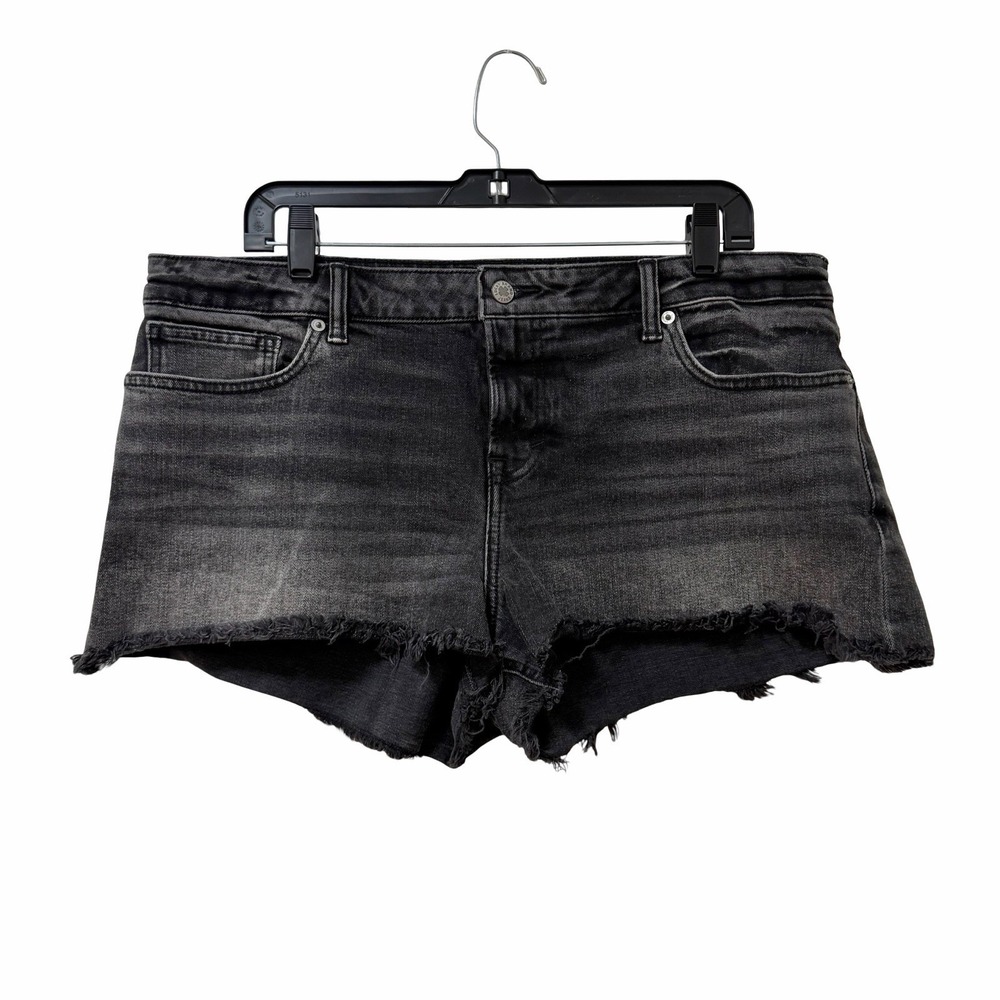 Lucky Brand Womens Cut Off Denim Short Size 14 Waist 32 Black Festival Cowgirl